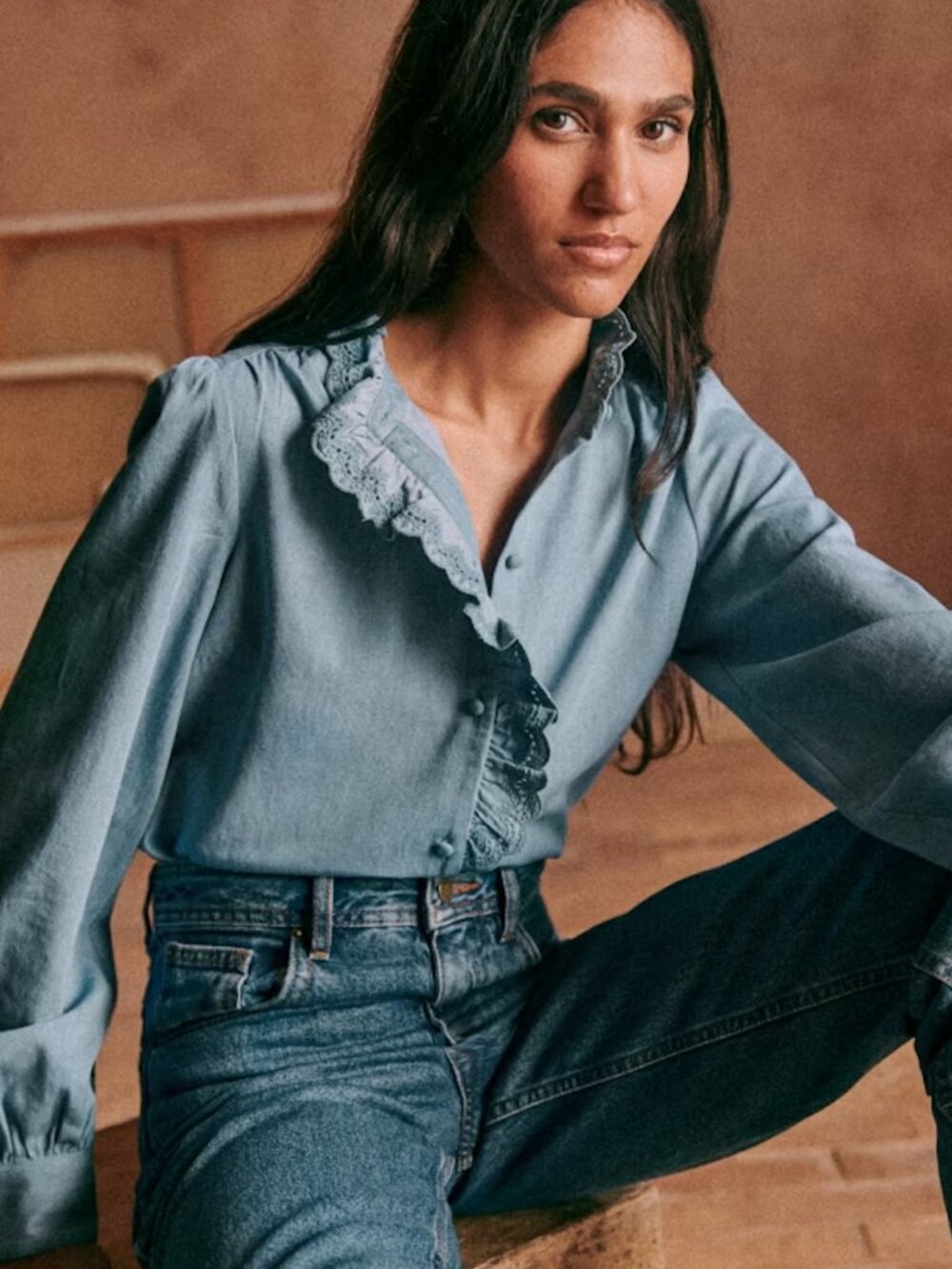 Sézane Chlo Shirt in Chambray